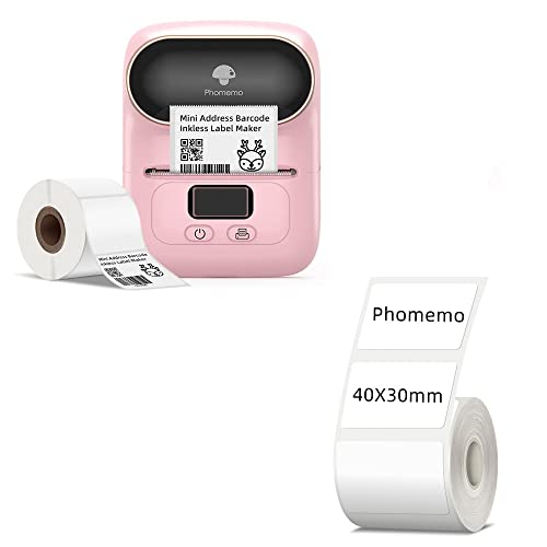 Rózsaszín feliratozógép Nyomtató-Phomemo M110 Hordozható Bluetooth Thermal címkenyomtató Nyomtató Vonalkód, Ruhával, Ára, Ékszerek,