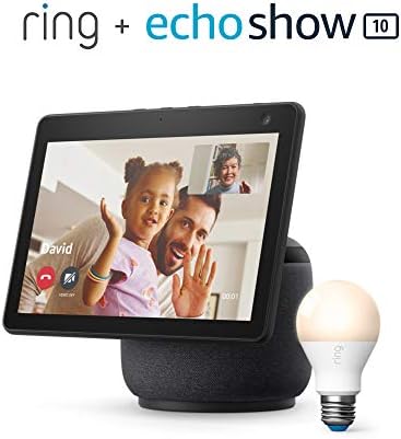 Új Echo Show 10 (3rd Gen) - Szén - csomag Gyűrű 19 Smart LED Izzó