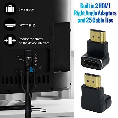 4K-HDMI Kábel 6 Méter (20 Csomag), Ultra HD HDMI 2.0 Kábel, Fonott Nylon & Arany Csatlakozók, 4K @ 60Hz, 2K,1080P, HDCP 2.2, ARC, Ömlesztett