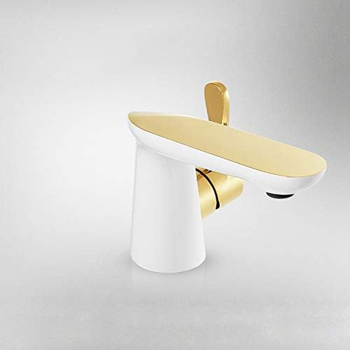 Fürdőszoba, hideg-meleg mixerfaucet fehér+arany bevonatú medence csaptelep sárgaréz koppintson
