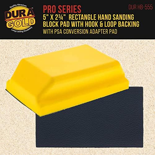 Dura-Gold Pro Series Téglalap 5 x 2-3/4 Kézi Csiszoló Pad tépőzáras Hordozó, valamint a PSA Adapter Pad & 150 Finomság Csiszolópapír