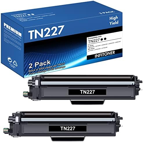 TN223BK TN227BK Nagy kapacitású Festékkazetta 2 Csomag Kompatibilis Testvér TN227 TN-227BK TN-223BK Csere MFC-L3750CDW MFC-L3770CDW