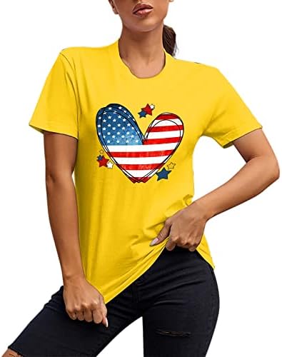 Július 4-én Tshirts Pólók Női Rövid Ujjú O Nyakú Tunika Maximum Amerikai Zászló Csíkos Tie-Dye Hazafias Pólók Felsők