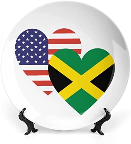 Jamaica Amerikai Szív Zászló Kerámia Dekoratív tábla Display Állvány Lógó személyre Szabott Esküvő Évforduló Ünnepi Ajándékok