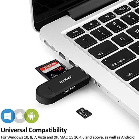 Awker 310 Micro SD Kártya Olvasó, Micro USB OTG USB 2.0 Kártya Adapterrel Működik, SD/SDXC/SDHC/MMC/RS-MMC/Micro SD/Micro SDXC - /Micro SDHC/UHS-én