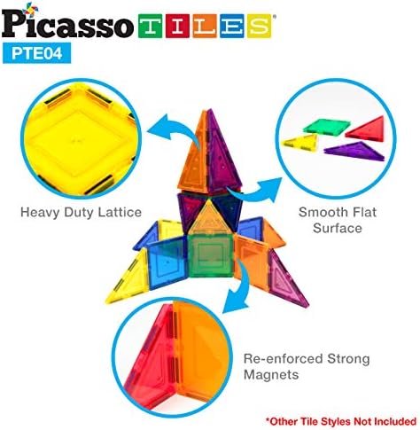 PicassoTiles 12 Darab Mágneses Épület-Blokk Szett, Négyzet Alakú Mágnes, Csempe, Építkezési Játék SZÁR Tanulás Kit Oktatási Playset Playboard,