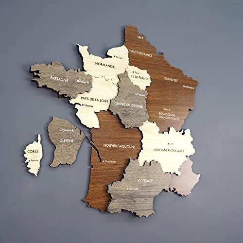 Colorfull Világ Többrétegű Fa 3D Franciaország Térkép, Ajándék francia, Franciaország, Fából készült Fali Dekor, Térkép Utazó