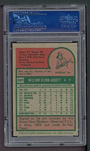 1975 Topps 591 Glenn Abbott Oakland Athletics (Baseball Kártya) PSA a PSA 7.00 Atlétika