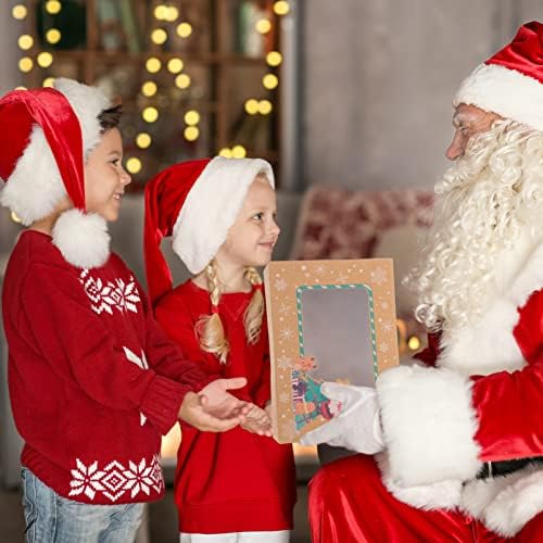 Cabilock Karácsonyi Ajándékok 12db Karácsonyi Süti díszdobozok Kezelni Dobozok Világos Ablak Karácsonyi Kraft Papír, Élelmiszer,