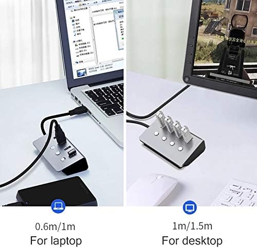 CHYSP Al-Vezérlő Kapcsoló 4-Port USB 3.0 HUB Alumínium Gégecső 5Gbps Multi USB Elosztó Asztali Laptop