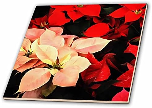 3dRose Mikulásvirág, Karácsonyi Ünnep Virág Festmény - Csempe (ct_352234_1)