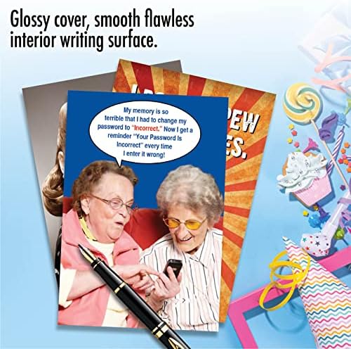 NobleWorks Válogatott 3 Csomag, Vicces Szemtelen Retro Szülinapi képeslapok Nőknek 5 x 7 Hüvelyk Boríték (3 Minták, 1 Minden) Nevet Hölgyek