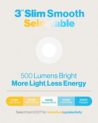 Sunco 24 Pack 3 Hüvelykes Ultra Vékony Süllyesztett LED Mennyezeti Világítás, Sima Berendezés, Választható CCT, 2700K/3000K/3500K/4000K/5000K,