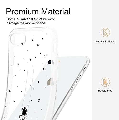 Pepmune iPhone SE 2022 Aranyos Esetben (3rd Generation) & iPhone SE 2020 Esetben Szilikon Tiszta Tér Űrhajós Csillag Design Slim