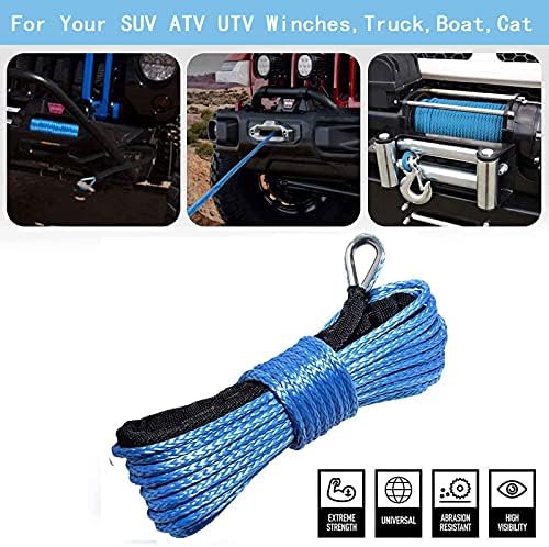 Szintetikus Csörlő Kötél 1/4 Inch x 50 ft 7700LBs Fekete Protecing Ujja az ATV UTV SUV Csörlő Line Kábel Kötél(Kék)