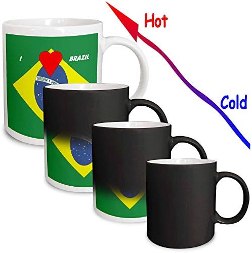 3dRose mug_51545_4 Imádom a Brazil Két Hang Fekete Bögre, 11 oz, Többszínű