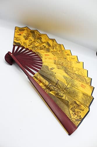 Klasszikus Kínai Palota Bambusz Selyem, Papír, Kezében Legyező Wall Art Lakberendezési (Városra)