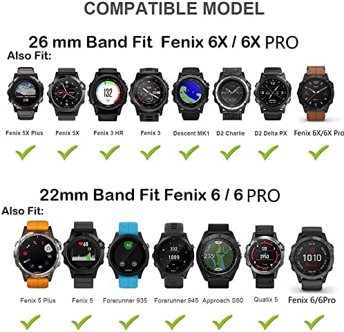 BNEGUV 26 22mm Quick Fit Watchband a Garmin Fenix 6X 6 Pro 5X 5 + 3 HR 935 Enduro Szíjak, Szilikon Easyfit gyorskioldó karkötő (Szín : F, Méret