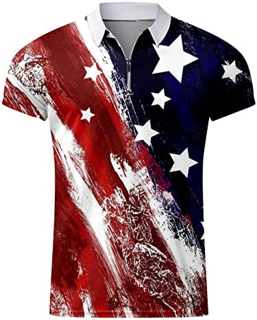 RUIRUILICO Mens Amerikai Zászlós Póló július 4-én Hazafias T-Ing, Nyári Alkalmi 3D-s Nyomatok Rövid Ujjú Tunika Maximum