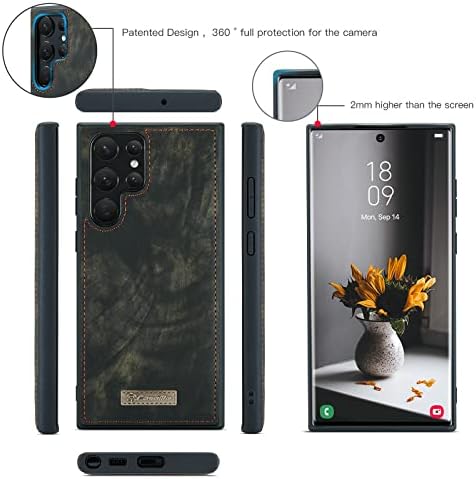 DNWRZBF Kompatibilis a Samsung Galaxy S23 Ultra Tárca Esetben Bőr, 2 az 1-ben Mágneses Levehető Flip Cipzáras Bőr Pénztárca