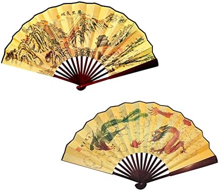 Fox Baba 2 Db Összecsukható Kézi Rajongó,13 hüvelykes Bambusz Anyag Nagy Kéz Rajongók a Hagyományos Kínai Festészet, a Dekoráció,a