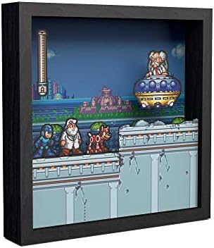 Szint Fel Labs Pixel Képkocka: Megaman 7 - Dr. Ravasz - 3D-s Shadow Box - Keretes Dekoráció a Falon, Otthon, Polc Kijelző, Játék,