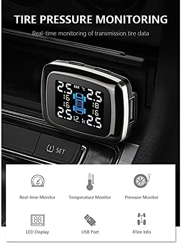 n/Autó TPMS-guminyomás-Ellenőrző Rendszer-Érzékelő, USB Port Autó Biztonsági Riasztás szivargyújtó Digitális Rendszer, keréknyomás Rendszer