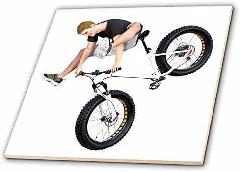 3dRose Mountain Bike Rider egy előre kerekes stunt - Csempe (ct-361546-1)