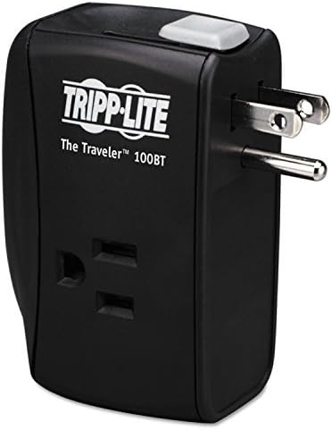 Tripp Lite Travler100bt Megvédeni! Két-Outlet Hordozható Túlfeszültség-Levezető Található, 1050 Joule, Fekete