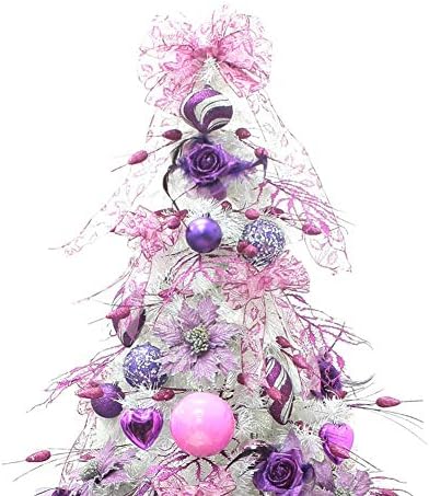 YUMUO Mesterséges karácsonyfa,Fehér karácsonyfa Díszek, illetve a Díszek a Fém, Összecsukható Állvány,Könnyen Összeszerelhető-Lila 210cm(7