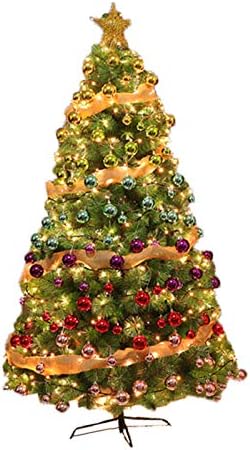 YUMUO Mesterséges karácsonyfa Meghatározott,a Titkosítási Tűlevelek Karácsonyi Fenyő Fa, Fém Alap Beltéri, mind Kültéri Dekoráció-Zöld