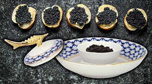 Lomonoszov Császári Porcelán Kobalt Nettó Edények Teaware Gyűjtemény (Beluga Kaviár Étel)