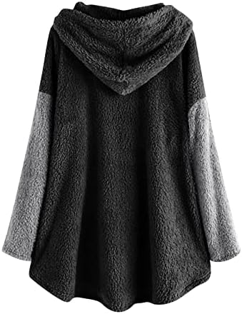 RMXEi kapucnis felső Női Plusz Méretű,Női Őszi-Téli Alkalmi egyszínű Plüss Meleg Kapucnis Plus Size Kabát