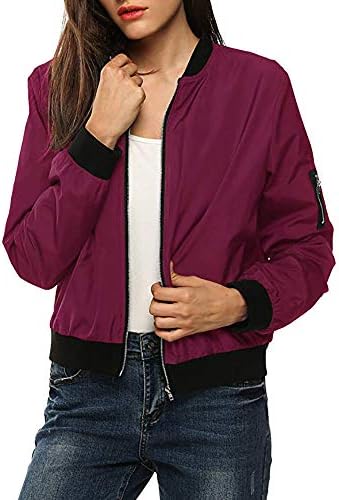 Női Kabátok, Könnyű Zip Fel Alkalmi Bomber Dzseki egyszínű Kabátot Állni Gallér, Rövid Outwear Maximum a Zsebében