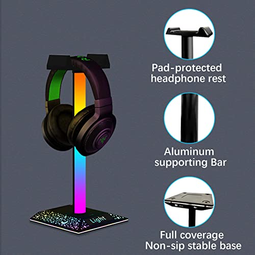 RGB Gaming Fejhallgató Állvány, USB Port RGB Játék Állni Fény, Gaming Fejhallgató Állvány, Több Szín Mód, Touch Control Fülhallgató Fejhallgató