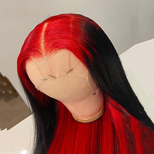 Jelölje ki Ombre Piros Egyenes Csipke Frontális Emberi hajból készült Paróka, 150% - Os Sűrűség 13X4 Brazil Remy Paróka, Fekete Nők