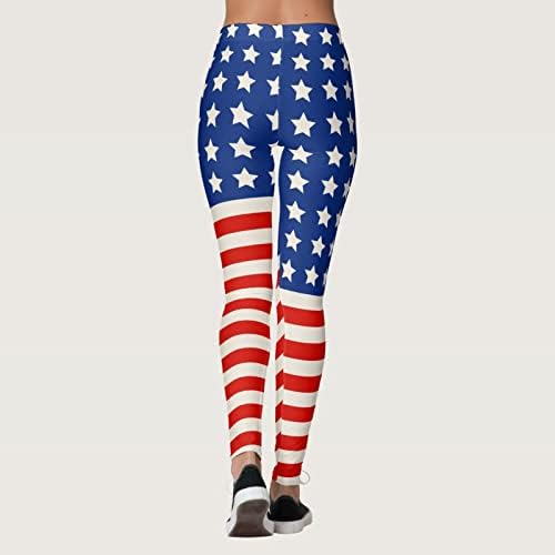 Július 4-én Leggings a Nők USA Zászló Magas Derekú Edzés Jóga Leggings Ultra Puha, Rugalmas, Kényelmes Edzés Fitness Nadrág