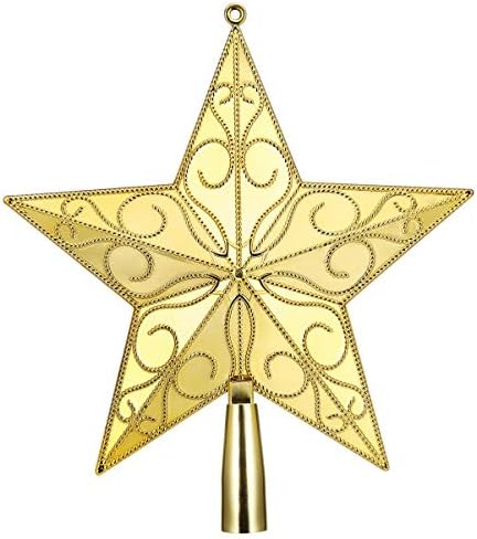 NUOBESTY 20 cm Star csúcsdíszt Karácsonyi Golden Star csúcsdíszt Csillogott karácsonyfa-top-Star (Arany)