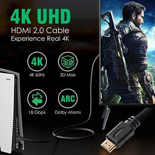 AGARO HDMI HMDI Kábel 5 Méter, HDMI 2.0, Ultra Nagy Sebességű, 48Gbps 4K@60Hz Támogatja a Dinamikus HDR, 3D, eARC, HDCP 2.2, Pamut