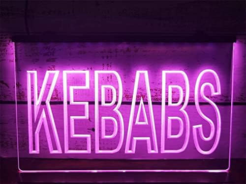 DVTEL Kebab Neon felirat Led Modell Fénnyel Világító Betűk Jelzőtábla Akril Panel Neon Dekoratív Fényt,40x30cm Hotel, Étterem, Bár, kávézó