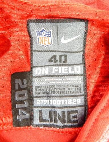 2014-ben a San Francisco 49ers 3 Játék Kiadott Piros Mez 40 84 - Aláíratlan NFL Játék Használt Mezek