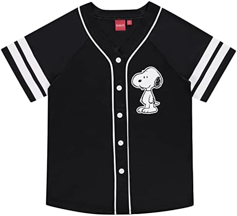Mogyoró Hölgyek Snoopy Baseball Jersey Snoopy Charlie Brown, Woodstock, Linus Háló Gomb Le Baseball Jersey