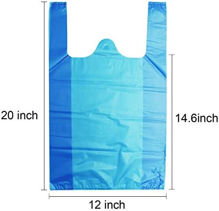 LazyMe T-Shirt Carry-Ki táska Műanyag Zsákokat fogantyúval Vásárolni Ömlesztve Étterem Zacskók, Normál Szupermarket Mérete 12 x 20 hüvelyk (50