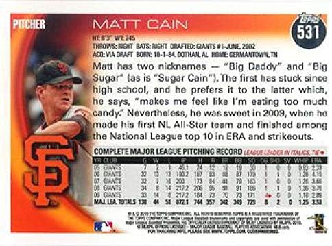 2010 Topps 531 Matt Káin San Francisco Giants MLB Baseball Kártya NM-MT