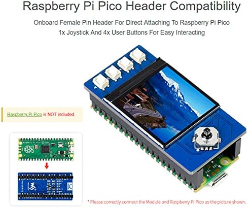 Waveshare 1.3 hüvelyk RGB LCD Kijelző Modul a Raspberry Pi Pico, 240×240 Felbontású IPS kijelző 65K RGB Szín SPI Interface ST7735S