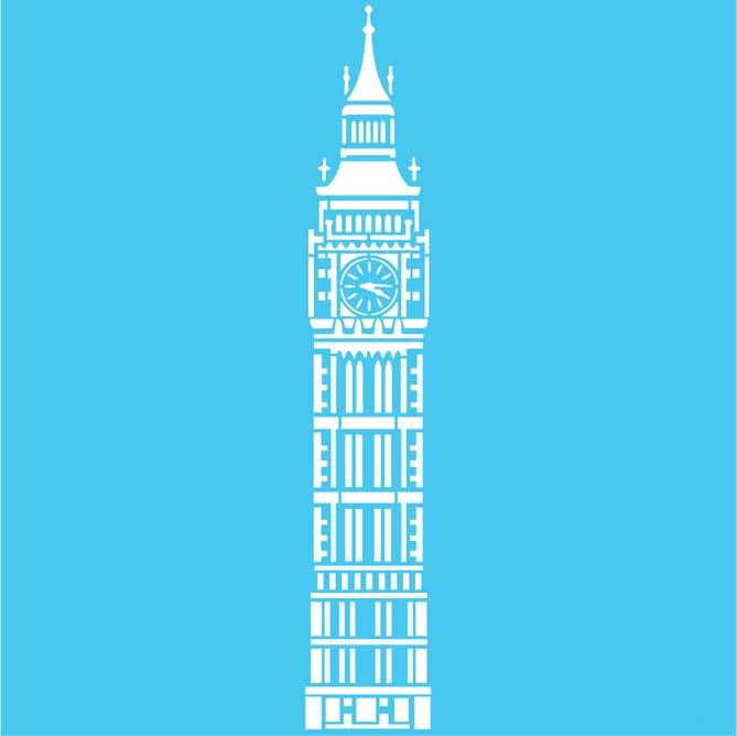 Klasszikus Brit Big Ben Stencil Legjobb Vinil Nagy Stencil Festés, Fa, Vászon, Fal, stb.-S (2.5 x 15)| Ragyogó Kék Színű Anyag