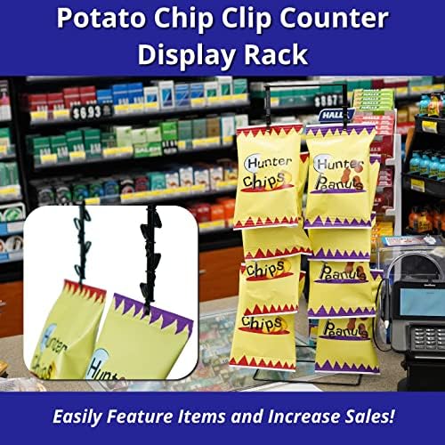 Két Kerek Szalag Snack Chipset Kijelző Rack Fekete - 22 H x 8,5 W Cm, 26 Klipek Candy Display Állvány