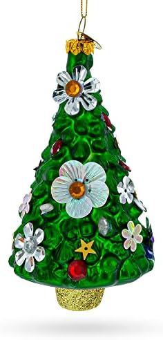 Karácsonyfa Virágokkal Díszített Üveg Karácsonyi Dísz