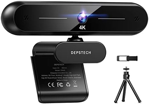 DEPSTECH 4K-s Webkamera, DW40 Webkamera Mikrofonnal Autofókusz HD Web Kamera Sony Érzékelő, Adatvédelmi Fedezze & Állvány, Plug-and-Play