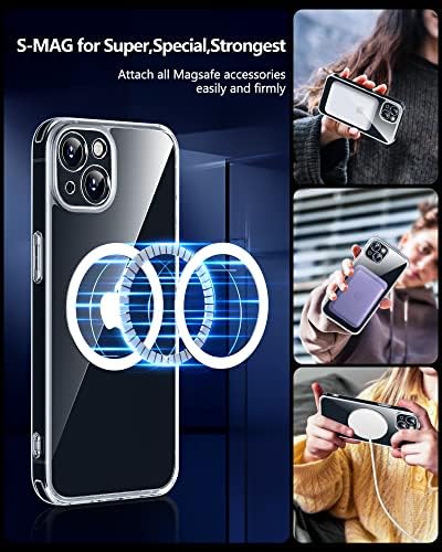 ROOHOO 3 az 1-ben iPhone 13 esetben,[Kompatibilis Magsafe][Anti Sárgás] Slim Ütésálló Ejtési Védelem Mágneses Telefon tok iPhone-13,[Kamera